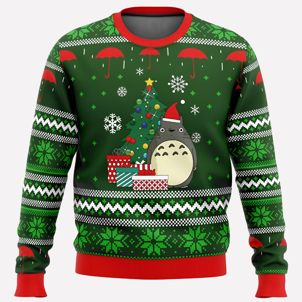 Neon Reindeer and Snowflake Sweater with Crew Neck and Long Sleeves, Unisex Relaxed Fit