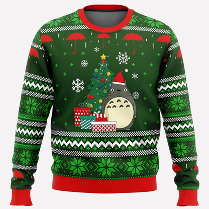 Neon Reindeer and Snowflake Sweater with Crew Neck and Long Sleeves, Unisex Relaxed Fit
