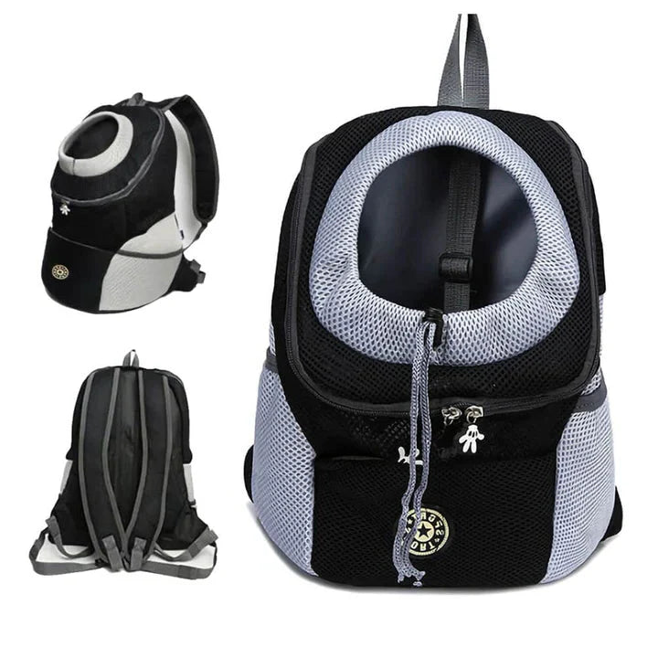 Dog Carrier Backpack with Mesh Ventilation and Collar Hook, Adjustable Straps