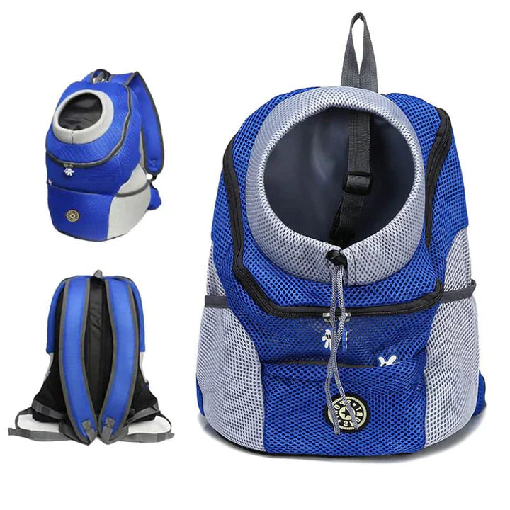 Dog Carrier Backpack with Mesh Ventilation and Collar Hook, Adjustable Straps