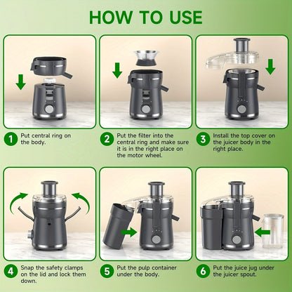 Centrifugal Juicer with 3 Inch Wide Mouth and Dual Speed Settings, 500W