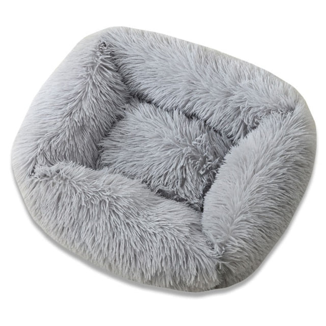 Plush Pet Bed with Raised Edge Support and Machine Washable Cover