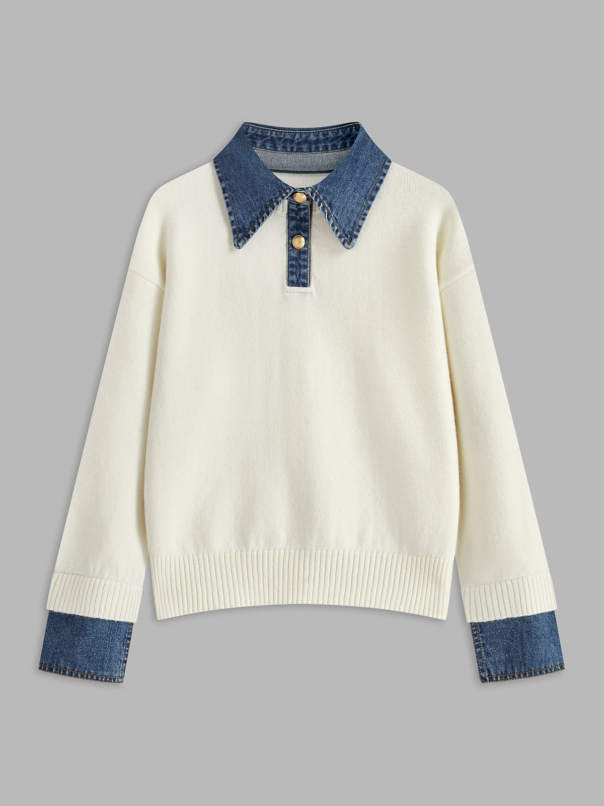 Button Front Shift Sweater with Metal Closures and Viscose Blend