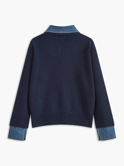 Button Front Shift Sweater with Metal Closures and Viscose Blend