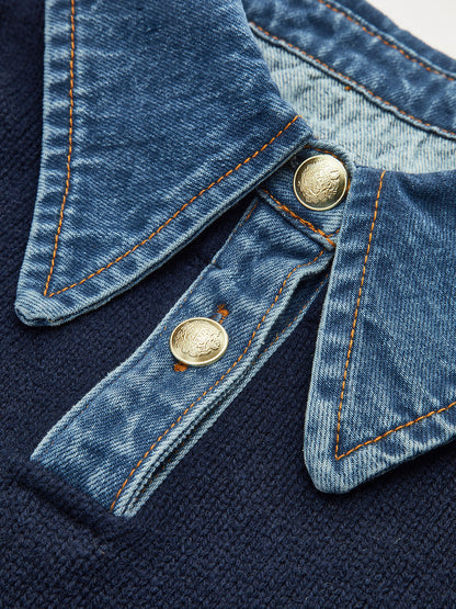 Button Front Shift Sweater with Metal Closures and Viscose Blend
