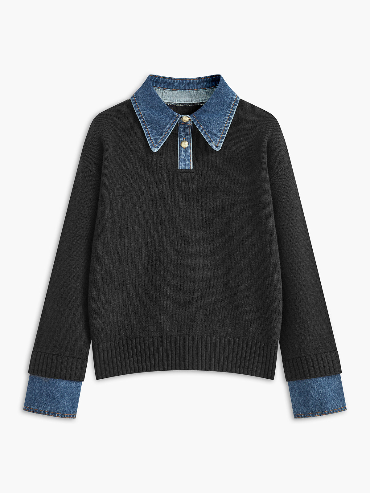Button Front Shift Sweater with Metal Closures and Viscose Blend