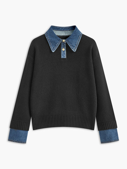 Button Front Shift Sweater with Metal Closures and Viscose Blend