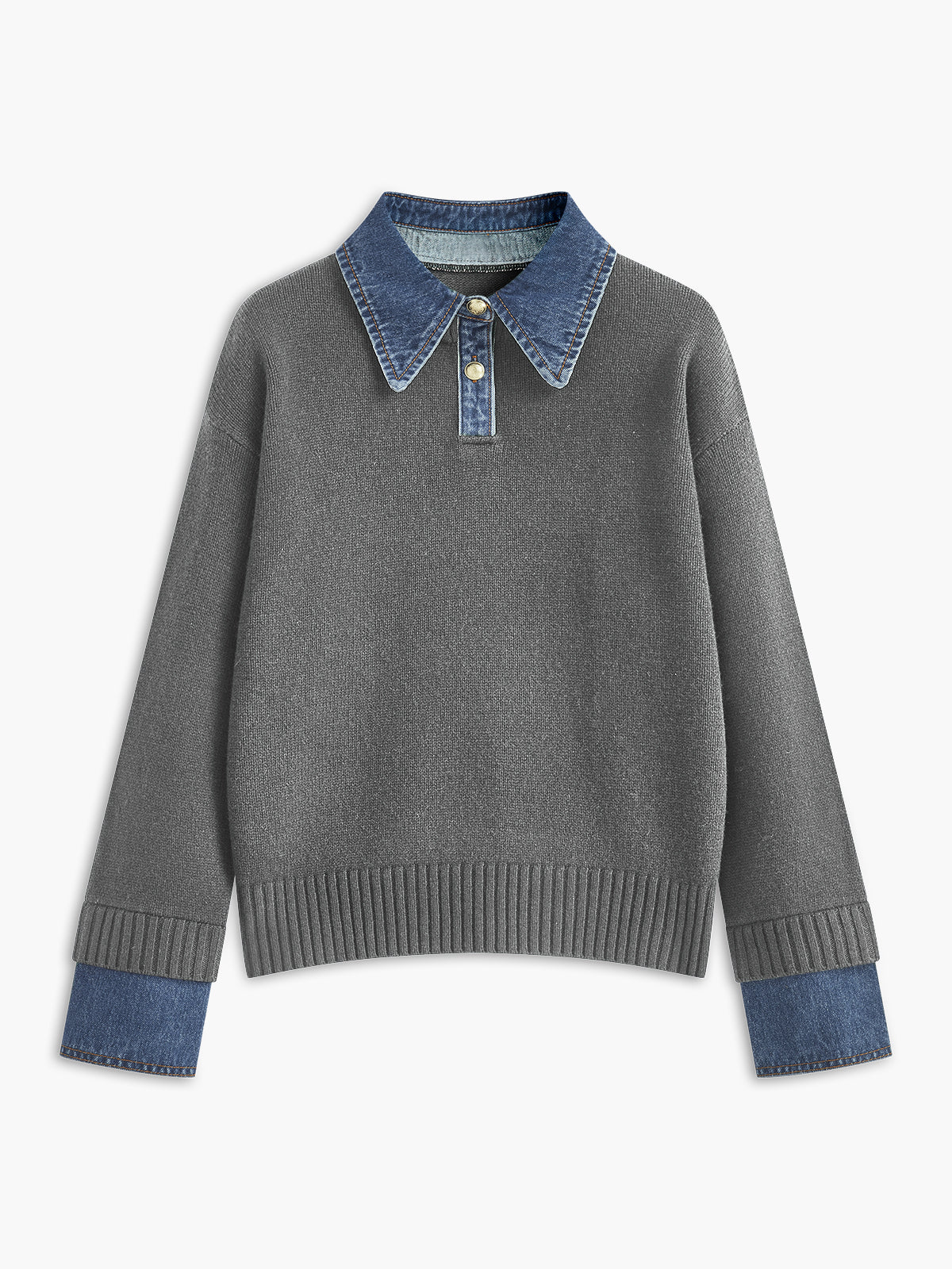Button Front Shift Sweater with Metal Closures and Viscose Blend