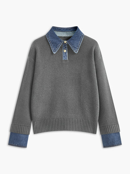 Button Front Shift Sweater with Metal Closures and Viscose Blend