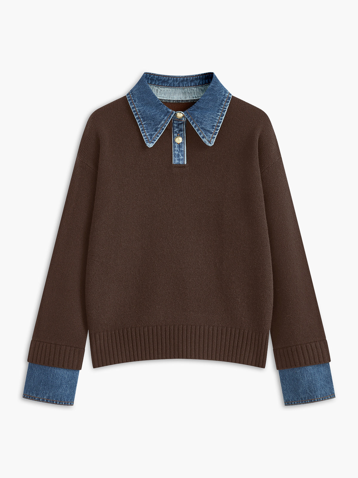 Button Front Shift Sweater with Metal Closures and Viscose Blend