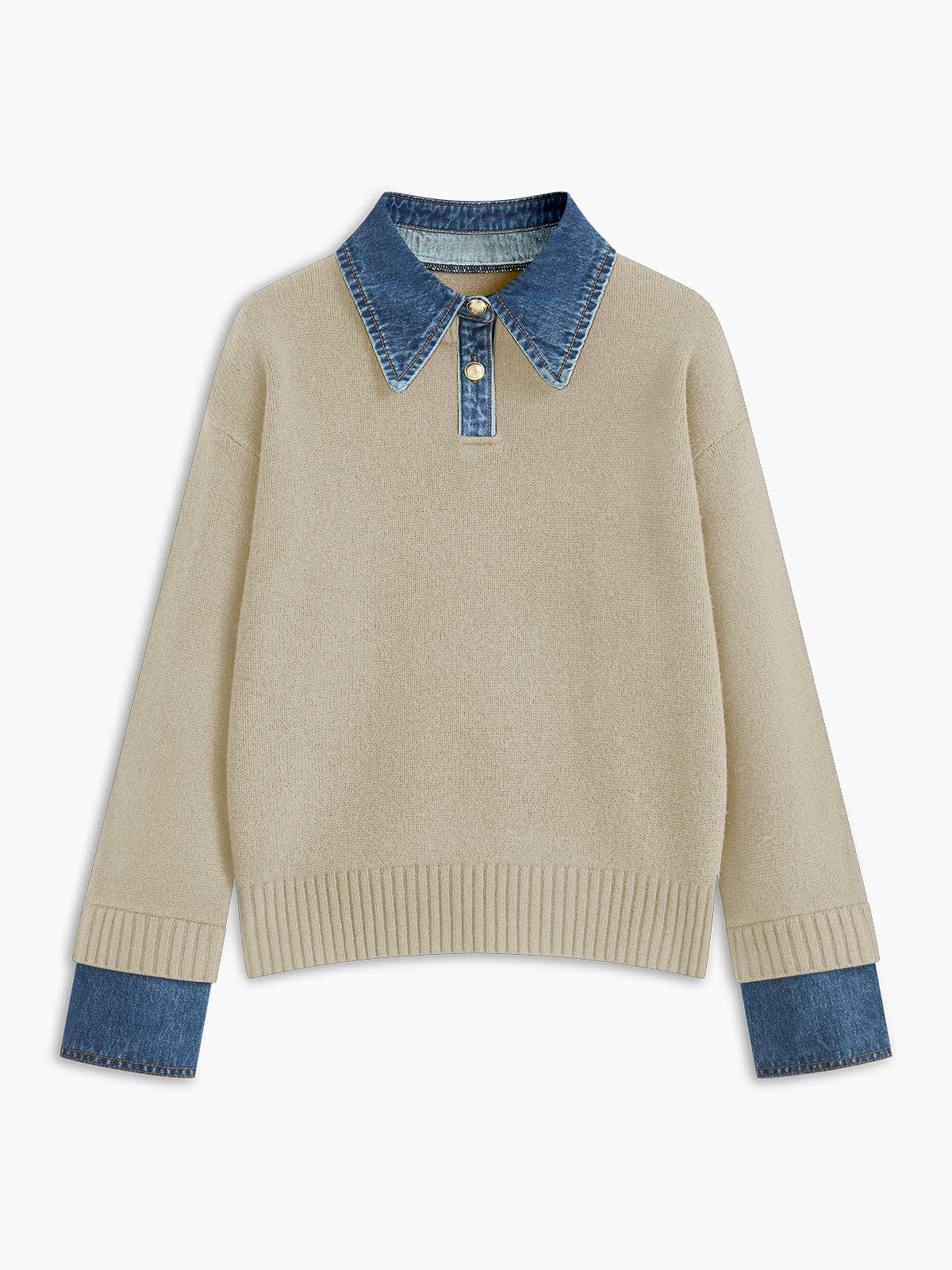 Button Front Shift Sweater with Metal Closures and Viscose Blend