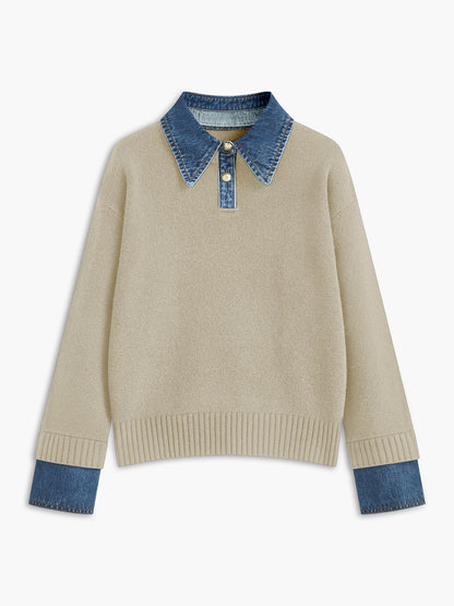 Button Front Shift Sweater with Metal Closures and Viscose Blend
