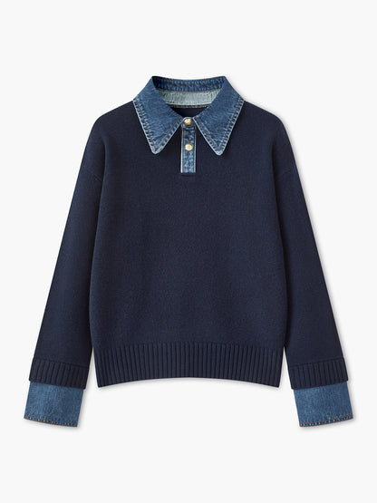 Button Front Shift Sweater with Metal Closures and Viscose Blend
