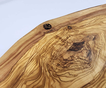 OLIVIKO handmade 16x8 inch olive wood cutting board with natural grain patterns