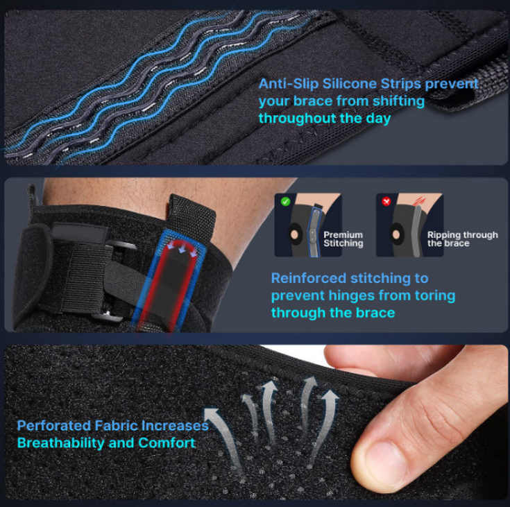 Knee Brace with Removable Aluminum Hinges and Gel Cushion, Adjustable Straps