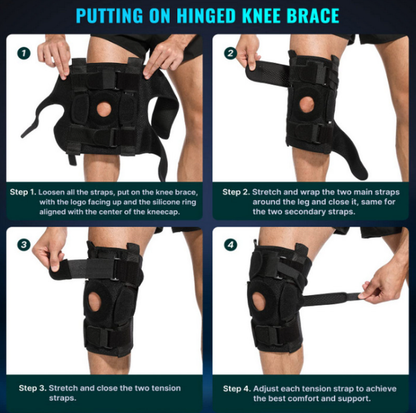 Knee Brace with Removable Aluminum Hinges and Gel Cushion, Adjustable Straps