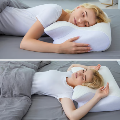 Memory Foam Neck Pillow with Contoured Support and Breathable Cover, Machine Washable