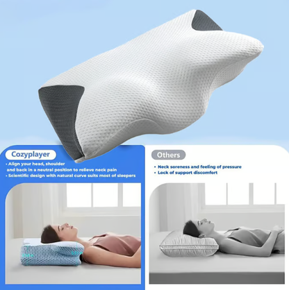 Memory Foam Neck Pillow with Contoured Support and Breathable Cover, Machine Washable