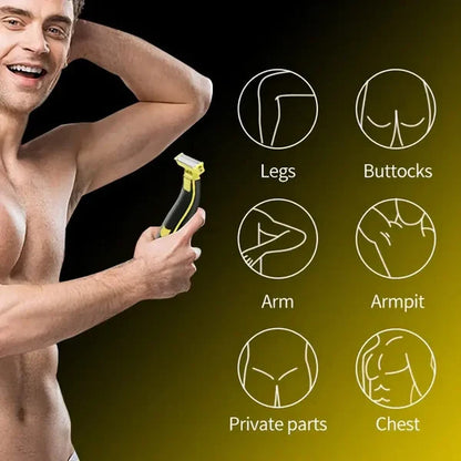 Rechargeable Electric Trimmer with Double-Edged Steel Blades and Arc-Shaped Head, Wet and Dry