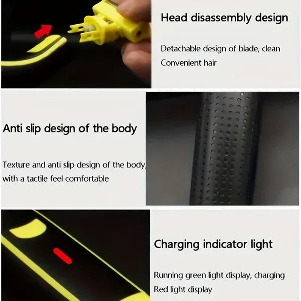 Rechargeable Electric Trimmer with Double-Edged Steel Blades and Arc-Shaped Head, Wet and Dry