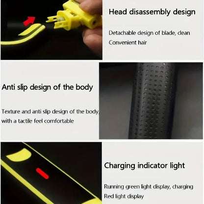 Rechargeable Electric Trimmer with Double-Edged Steel Blades and Arc-Shaped Head, Wet and Dry