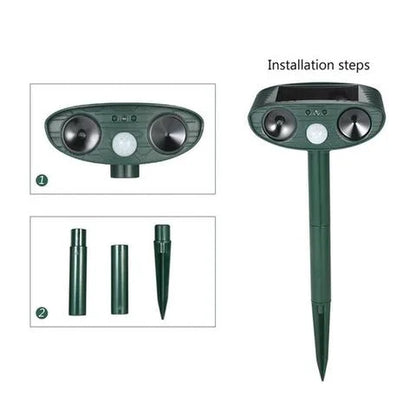 Solar Motion Sensor Repeller with Ultrasonic Pulses and Flashing Light, 4-Pack