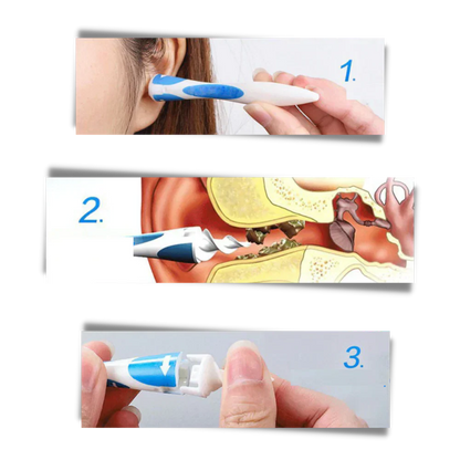 Spiral Silicone Ear Cleaning Tool with 16 Replaceable Tips and Reusable Handle
