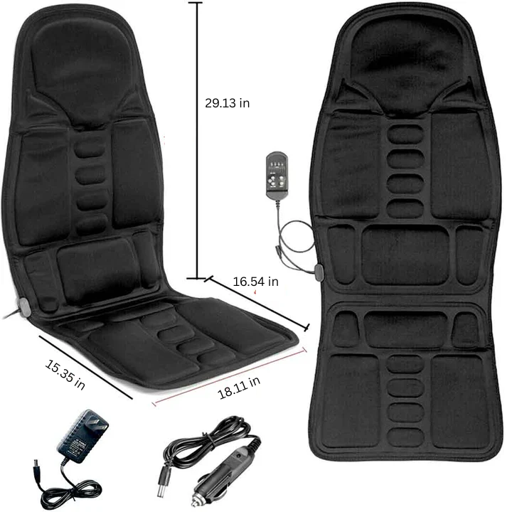 Vibrating Massage Pad for Car and Home Seats with Heated Back Support and 8 Modes