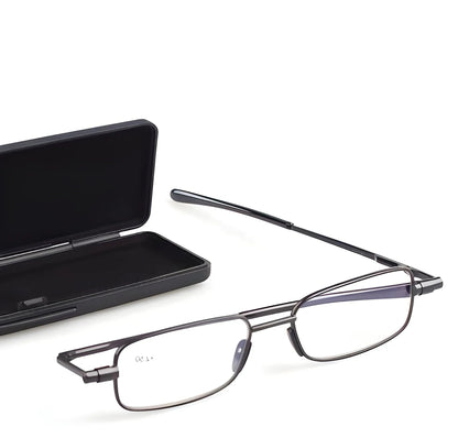 Folding Reading Glasses with Slim Case and Spring Hinge, Lightweight Steel Frame All Vera Mart