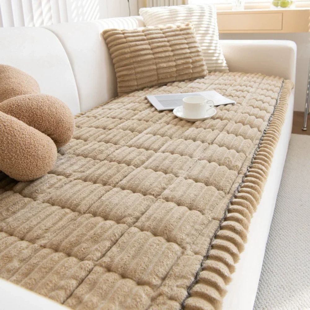 Sofa Slipcover with Grip Backing and Striped Polyester, Machine Washable