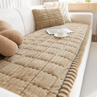 Sofa Slipcover with Grip Backing and Striped Polyester, Machine Washable