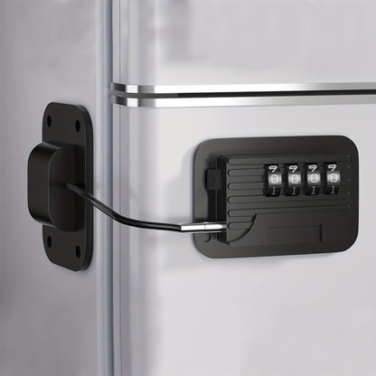 Refrigerator Door Lock with Programmable Code and Adjustable Strap, Adhesive Mount