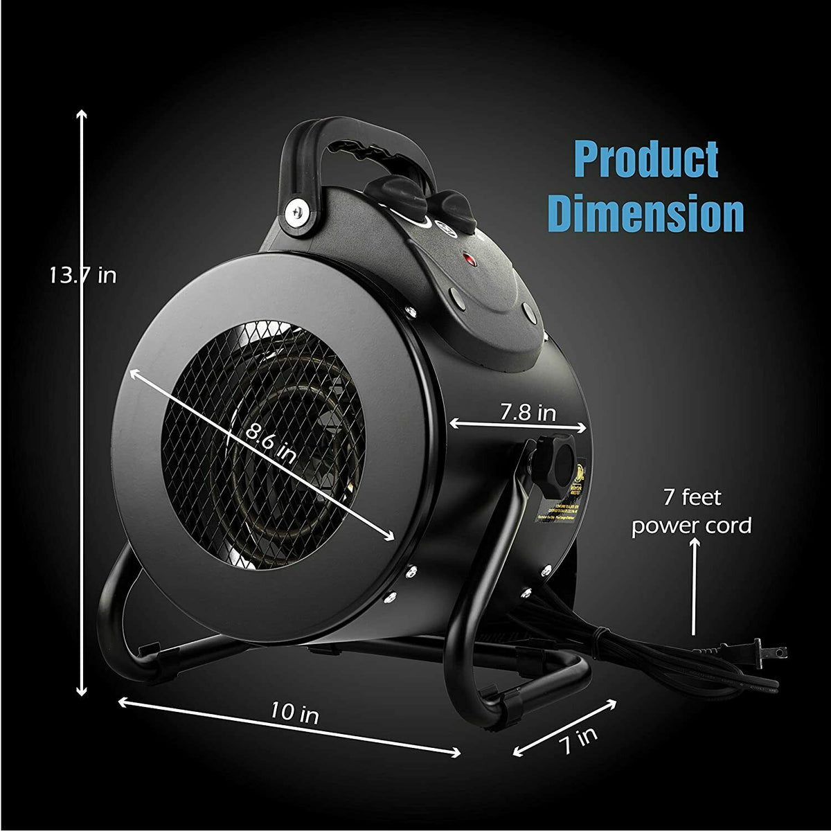 Greenhouse Heater 1500W with Steel Coil Element and Dual Air Circulation, IPX4 Splash Resistant