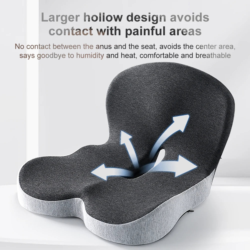 Memory Foam Seat Cushion with Lumbar Support and L-Shaped Backrest