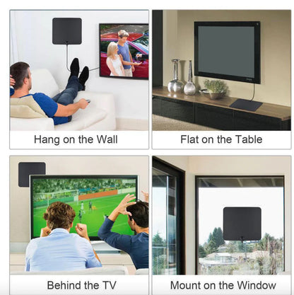Indoor HDTV Antenna with 37dB Signal Amplifier and 10ft Cable, 300 Mile Range