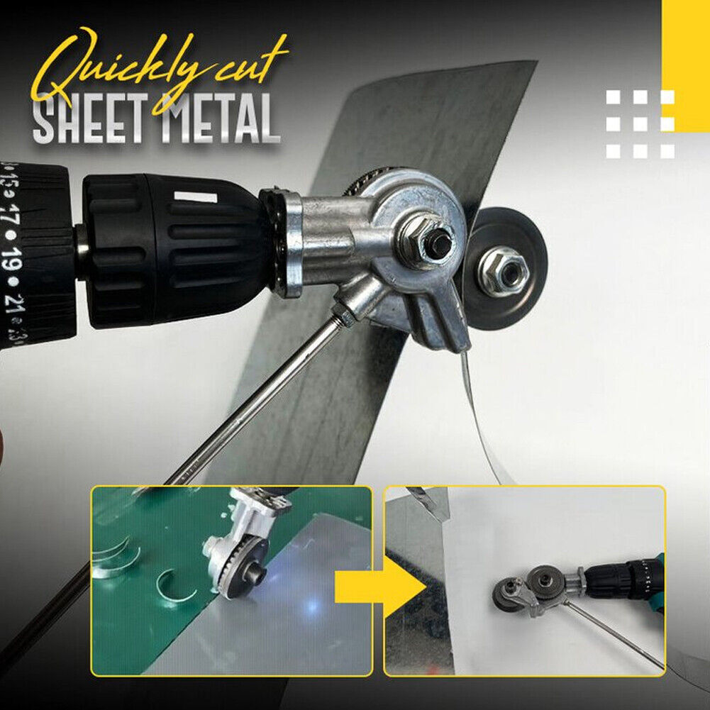 Metal Sheet Cutter Drill Attachment with Safety Guard and Ergonomic Grip