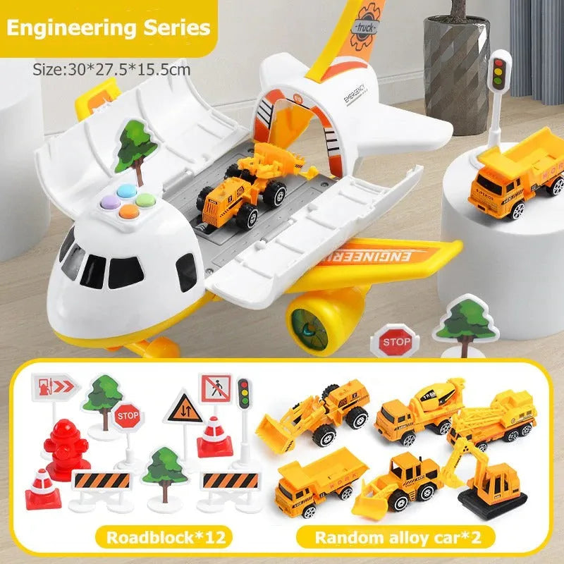 Large Airplane Play Set with Interactive Lights and Sounds, 20-Piece Emergency Vehicle Set