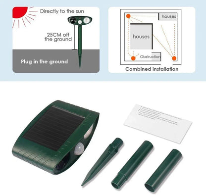 Solar Motion Sensor Repeller with Ultrasonic Pulses and Flashing Light, 4-Pack