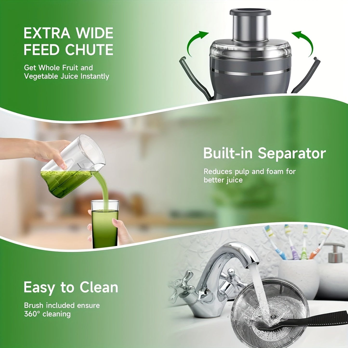 Centrifugal Juicer with 3 Inch Wide Mouth and Dual Speed Settings, 500W