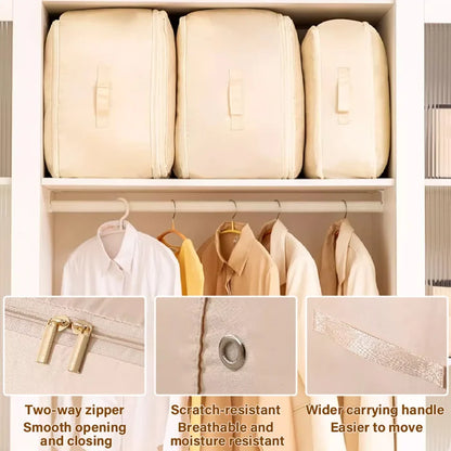 Vacuum-Free Compression Storage Bag with Built-In Zipper Channel and Reinforced Handles