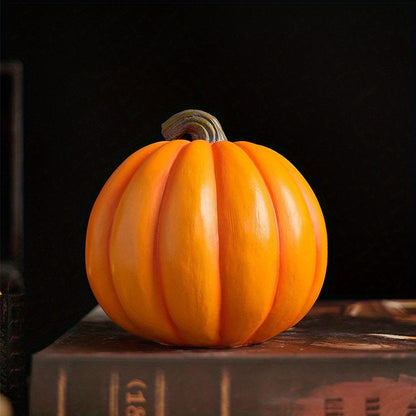 Carved Pumpkin with Skull Insert Halloween Ornament, Resin Freestanding Prop