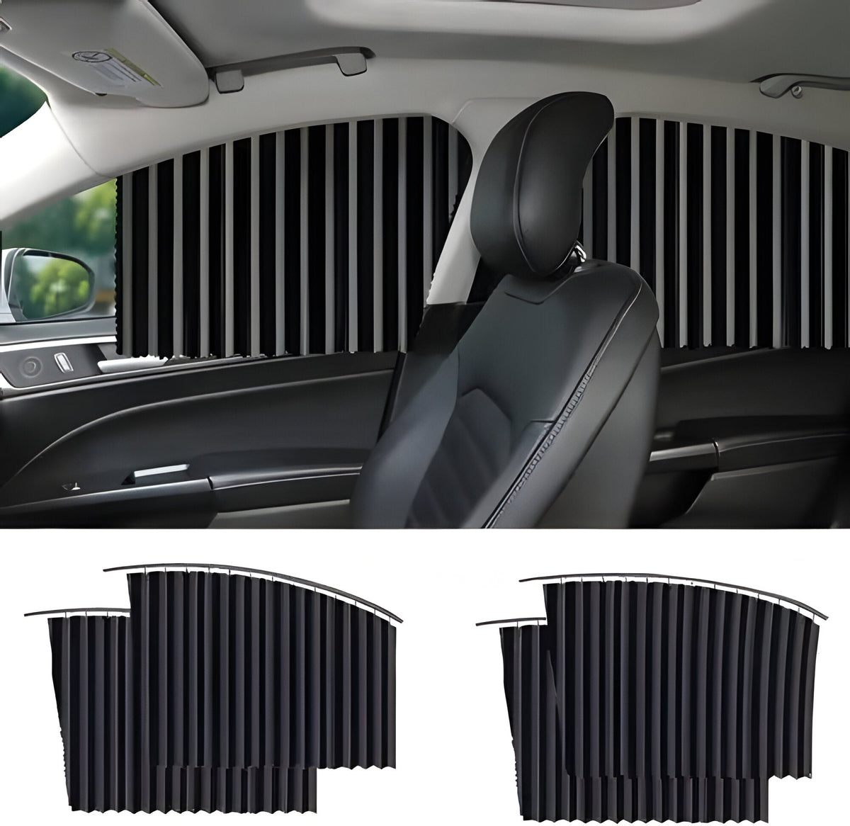 Magnetic Satin Car Window Shades with UV Protection and Sliding Track System