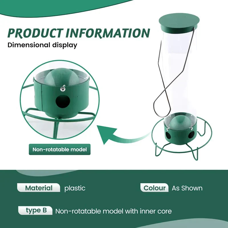 Weight-Activated Bird Feeder with Rotating Perch and Four Feeding Ports All Vera Mart
