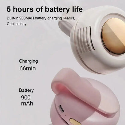 Bladeless Clip Fan with 23-Hour Battery and Neck or Waist Attachment