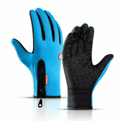 Thermal Touchscreen Gloves with Silicone Grip Palms and Wind-Resistant Shell