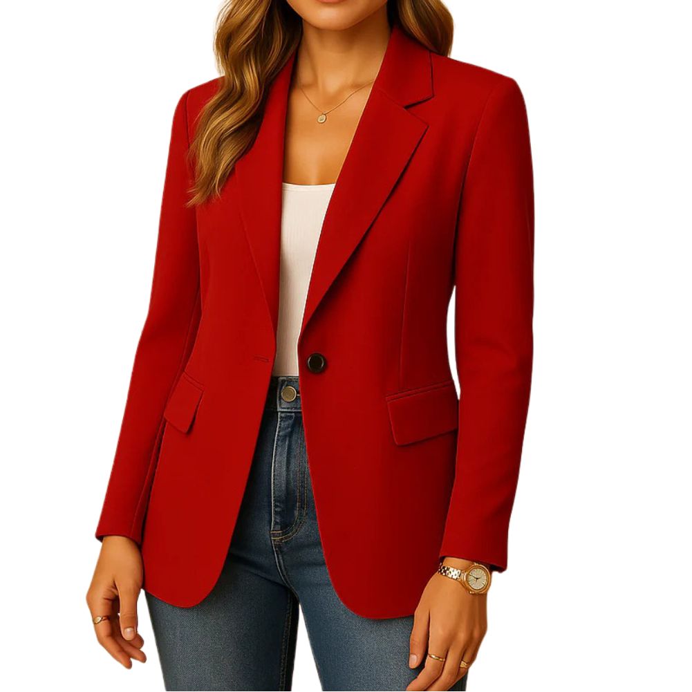 Stretch Blazer for Women with Notched Lapel and Flap Pockets, Machine Washable