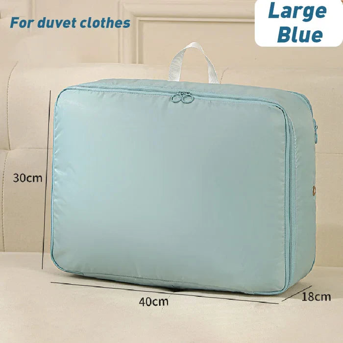 Vacuum-Free Compression Storage Bag with Built-In Zipper Channel and Reinforced Handles