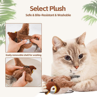 Interactive Cat Toy with Motion-Activated Chirps and Flapping Tail, USB Rechargeable All Vera Mart