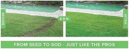 Liquid Grass Seed Spray with Fiber Mulch and Hose Attachment for Bare Lawn Patches