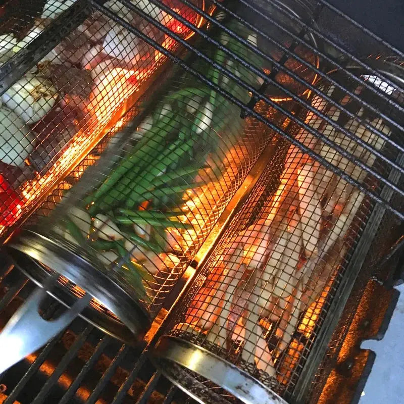 Rotisserie Grill Basket with 360 Degree Rotation and Fine Mesh, Dishwasher Safe All Vera Mart